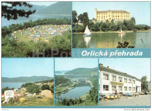 Orlicka Prehrada - Pribram district - Orlik castle - Trhovky - hotel - boat - dam - Czechoslovakia - Czech - used - JH Postcards