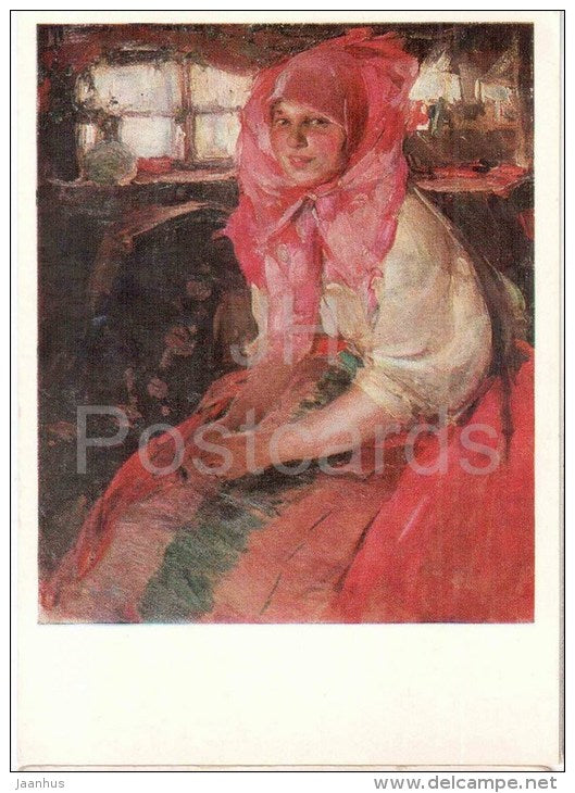painting by A. Arkhipov - Peasant Woman - russian art - unused - JH Postcards