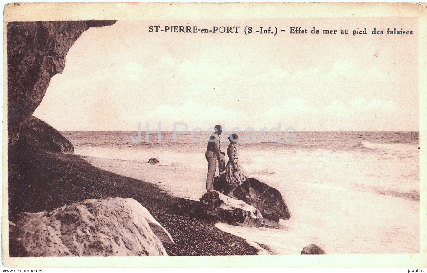 St Pierre en Port - Effet de mer au pied des falaises - old postcard - France - unused - JH Postcards