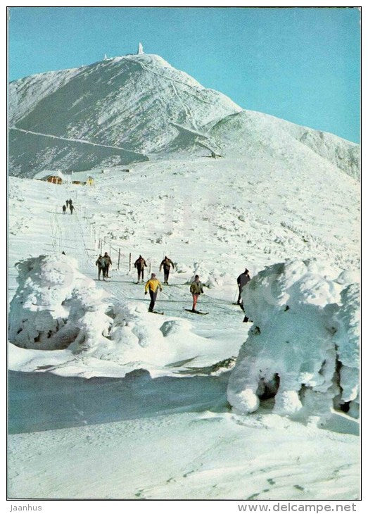 Snezka Mountain view , 1603 m - skiing - Krkonose - Czech - Czechoslovakia - unused - JH Postcards