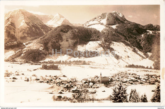 Kurorte Hindelang Bad Oberdorf 851 m - Allgauer Alpen - Breitenberg - Rotspitze - old postcard - 1956 - Germany - used - JH Postcards