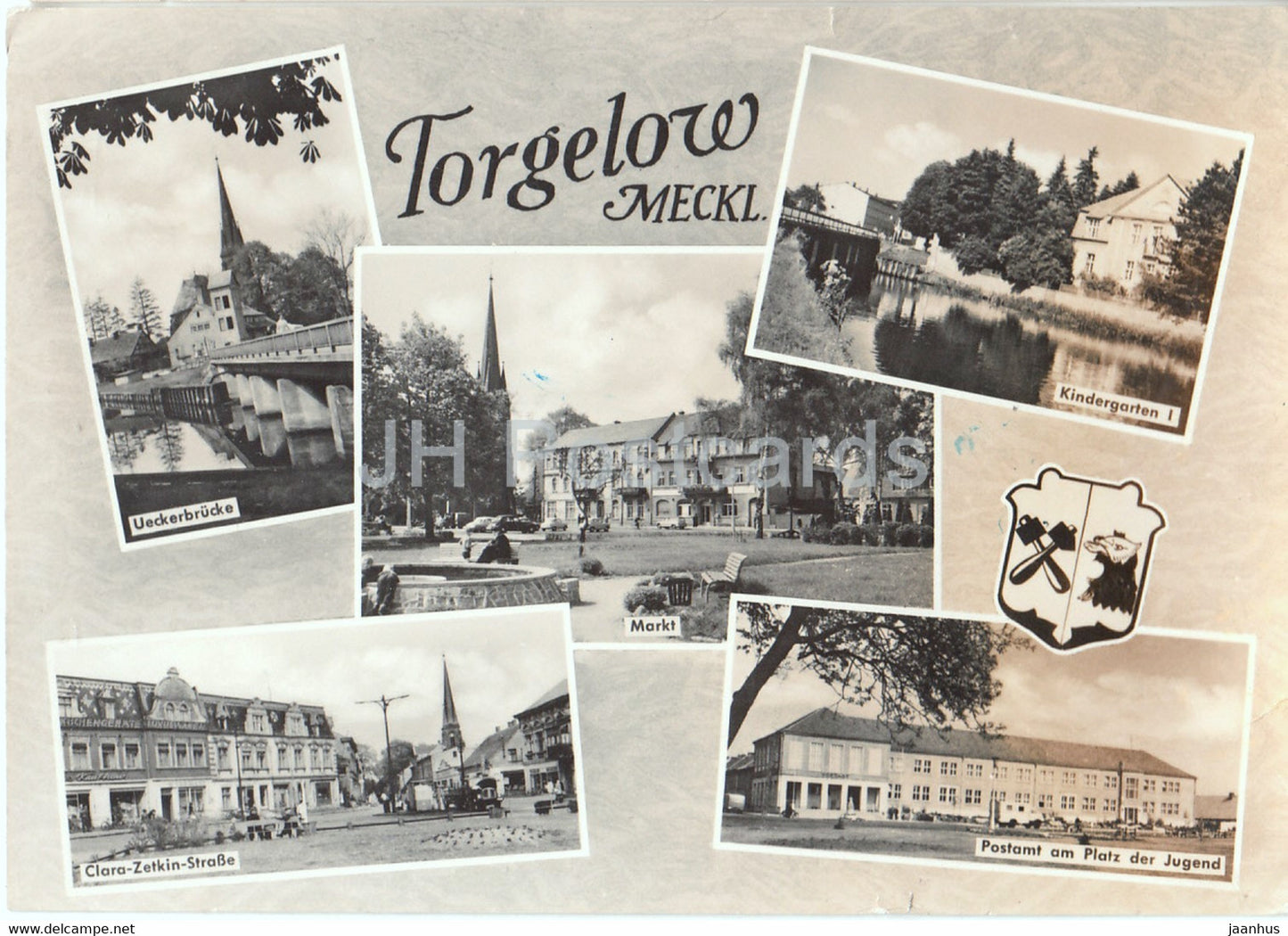 Torgelow - Meckl - Ueckerbrucke - Markt - Kindergarten - Clara Zetkin Strasse - Postamt - 1968 - Germany DDR - used - JH Postcards