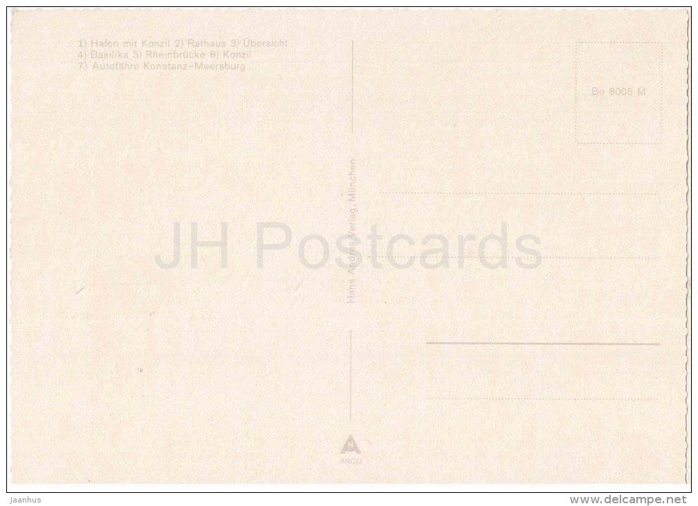 Konstanz am Bodensee - Hafen mit Konzil - Rathaus - Basilika - Rheinbrücke - town hall - Bo 8005 - Germany - ungelaufen - JH Postcards