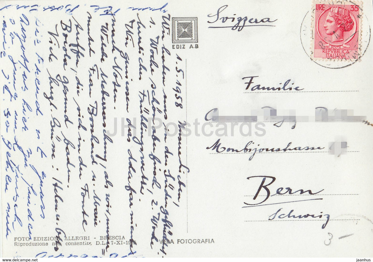 Sirmione - Veduta aerea della Penisola - Aerial view of the Peninsula - old postcard - 1958 - Italy - used