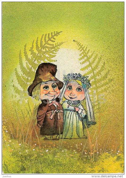 Wedding Greeting Card by E. Valter - Couple - 1987 - Estonia USSR - unused - JH Postcards