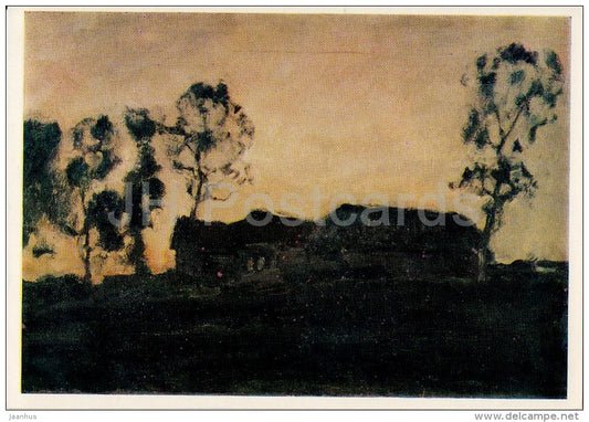 painting by I. Levitan - Hut , 1899 - Russian art - 1976 - Russia USSR - unused - JH Postcards