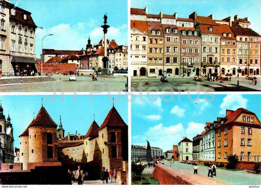Warsaw - Warszawa - Plac Zamkowy - Barbakan - Rynek Starego Miasta - Ulica Podwale - multiview - Poland - unused - JH Postcards