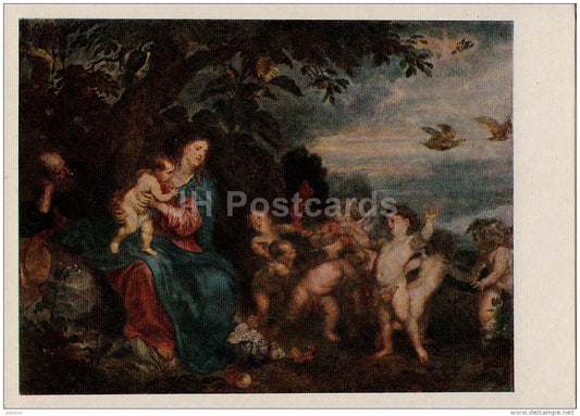 painting by Anthony van Dyck - Rest on the Flight into Egypt - Flemish art - 1958 - Russia USSR - unused - JH Postcards