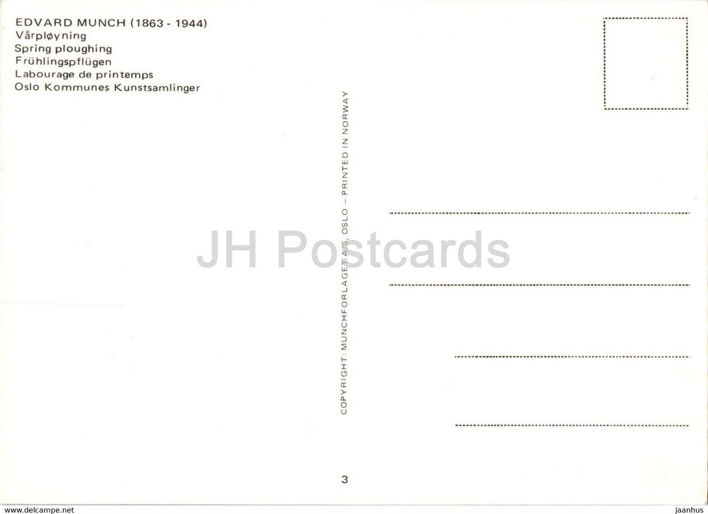 peinture d'Edvard Munch - Labour de printemps - Fruhlingspflugen - cheval - Art norvégien - Norvège - inutilisé