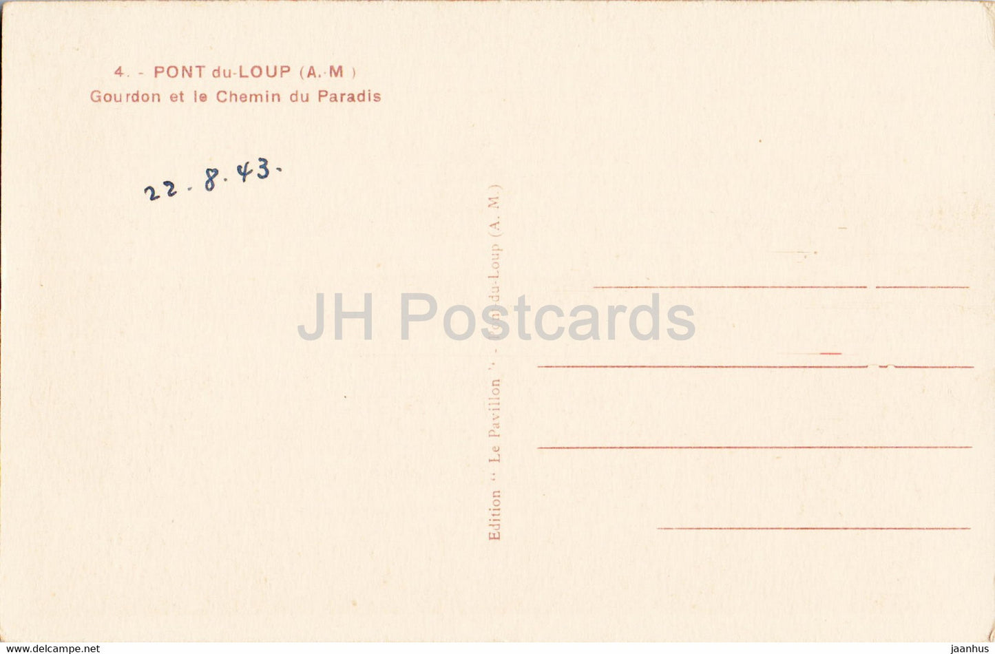 Pont du Loup - Gourdon et le Chemin du Paradis - 4 - carte postale ancienne - France - inutilisée