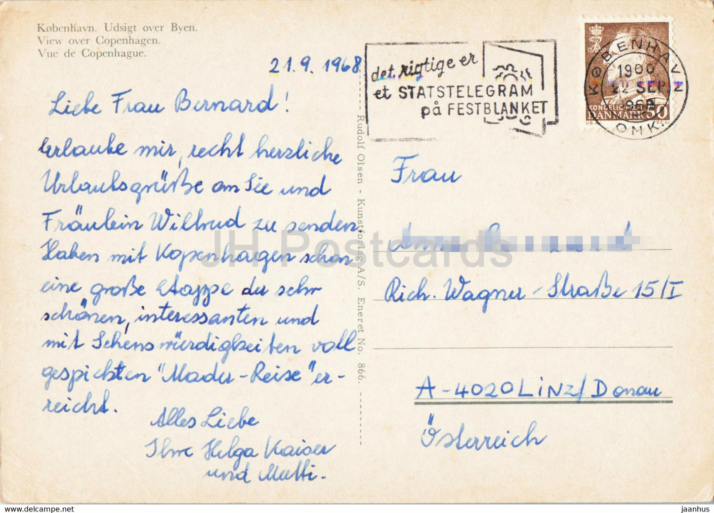 Blick über Kopenhagen – 1968 – Dänemark – gebraucht