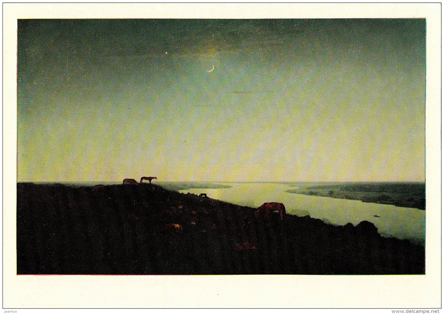 painting by A. Kuindzhi - In the Night , 1905-08 - horse sledge - Russian Art - 1981 - Russia USSR - unused - JH Postcards