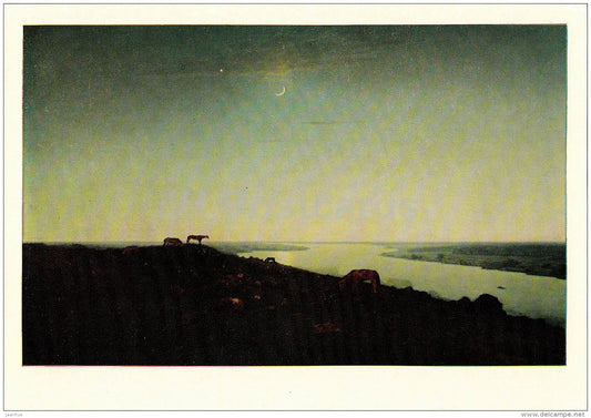 painting by A. Kuindzhi - In the Night , 1905-08 - horse sledge - Russian Art - 1981 - Russia USSR - unused - JH Postcards