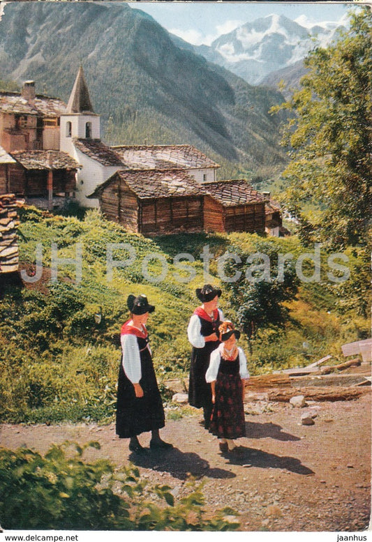Costumes d'Herens - Pigne d'Arolla - folk costumes - Switzerland - used - JH Postcards