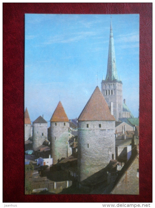 Towers of the fortification zone of Tallinn 15th c. - Old Town - Tallinn - 1973 - Estonia - USSR - unused - JH Postcards