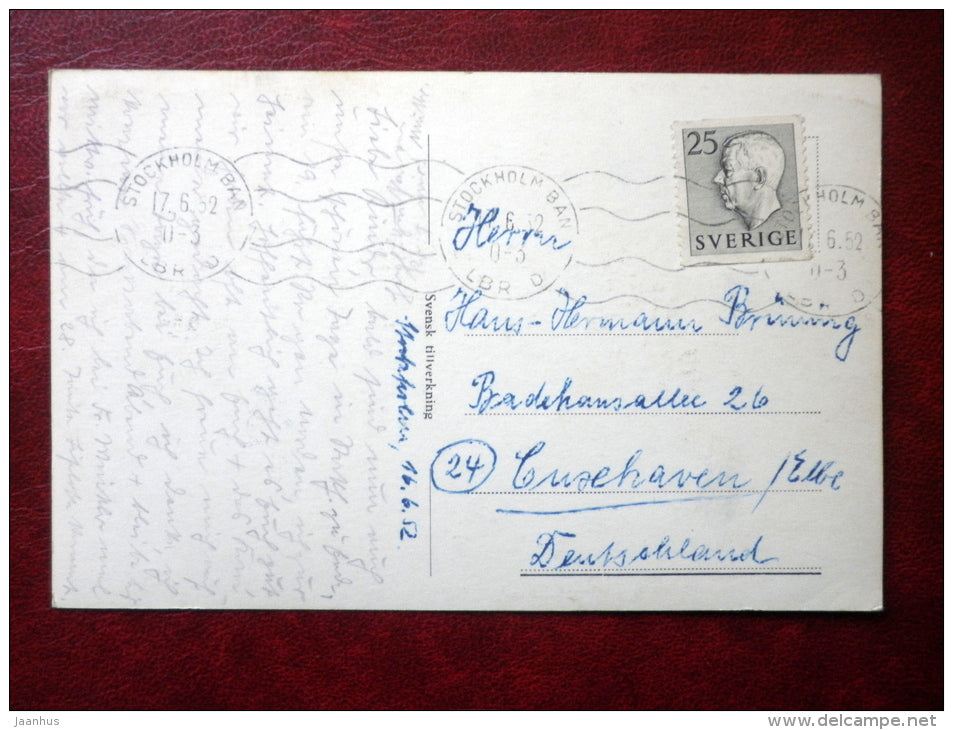 Stadshuset - town Hall - Stockholm - sent from Sweden to Germany in 1962 - Sweden - used - JH Postcards