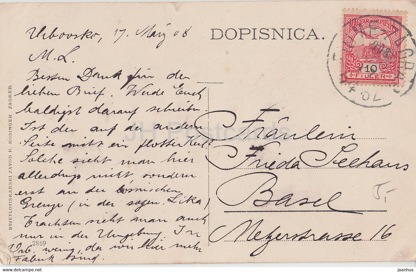 Junak sam iz Like - Mann aus Lika - Volkstrachten - alte Postkarte - 1908 - Kroatien - gebraucht