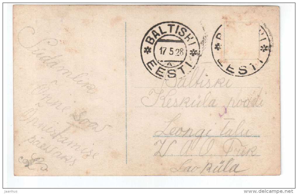 Boy with Angel - EAS 7335/1 - old postcard - circulated in Estonia 1928 Baltiski - used - JH Postcards