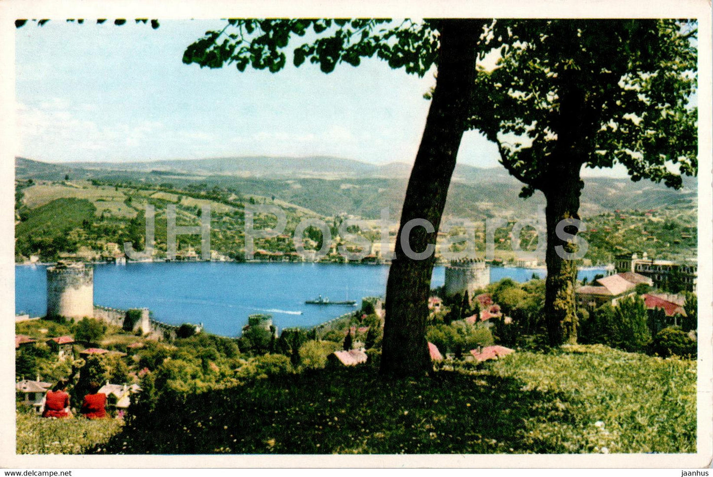 Istanbul - Rumeli Hisar Towers on the Bosphore - old postcard - 1961 - Turkey - used - JH Postcards