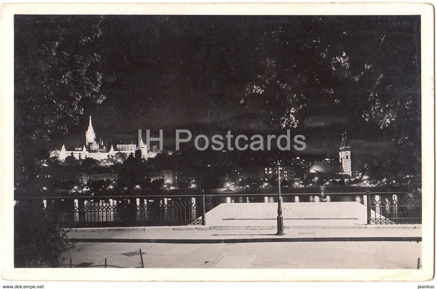 Budapest - A kivilagitott Halaszbastya - The Fishers Bastion illuminated - old postcard - Hungary - unused - JH Postcards