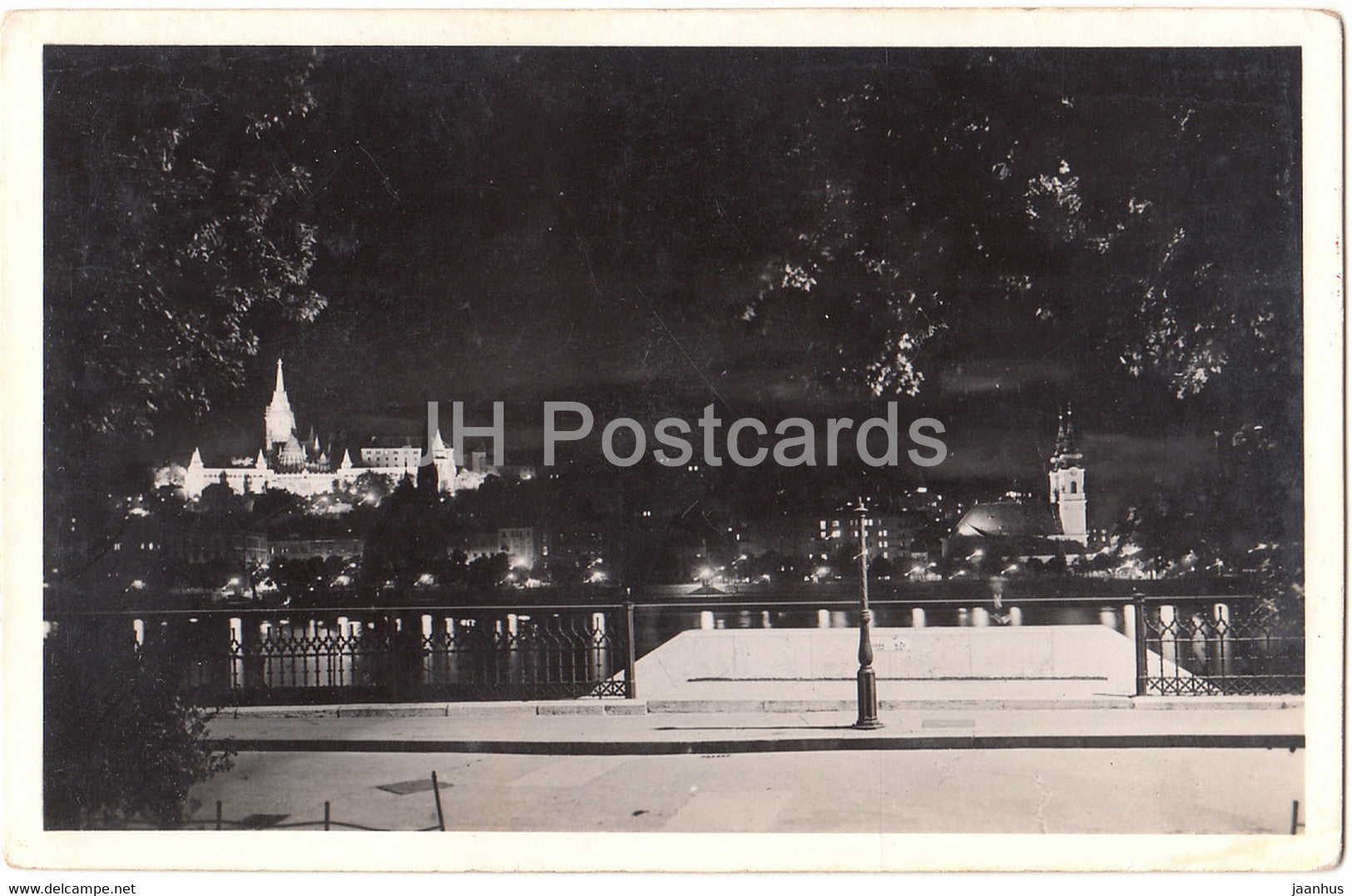 Budapest - A kivilagitott Halaszbastya - The Fishers Bastion illuminated - old postcard - Hungary - unused - JH Postcards