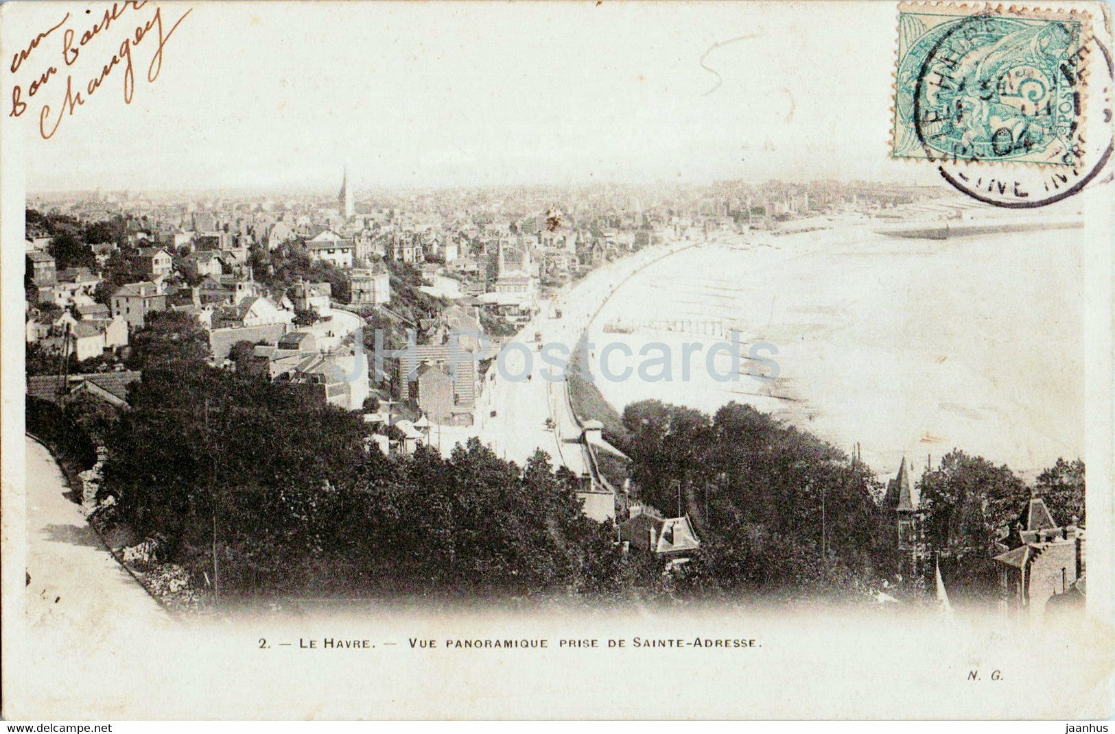 Le Havre - Vue panoramique prise de Sainte Adresse - 2 - old postcard - 1904 - France - used - JH Postcards