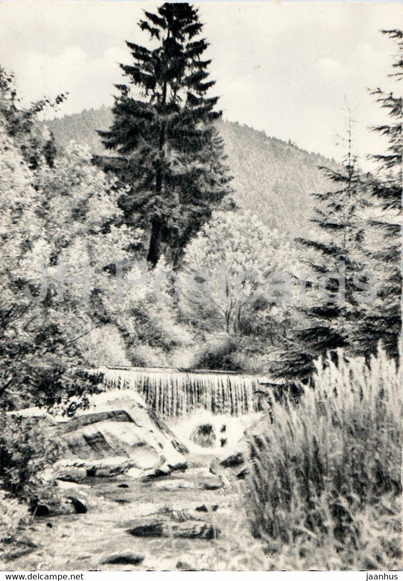 Grumpen Wasserfall im Neumannsgrund - waterfall - old postcard - Germany DDR – unused - JH Postcards