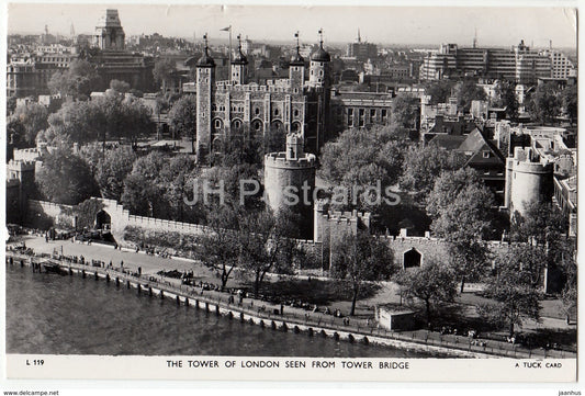 London - The Tower of London seen from Tower Bridge - L 119 - Tuck - 1957 - United Kingdom - England - used - JH Postcards
