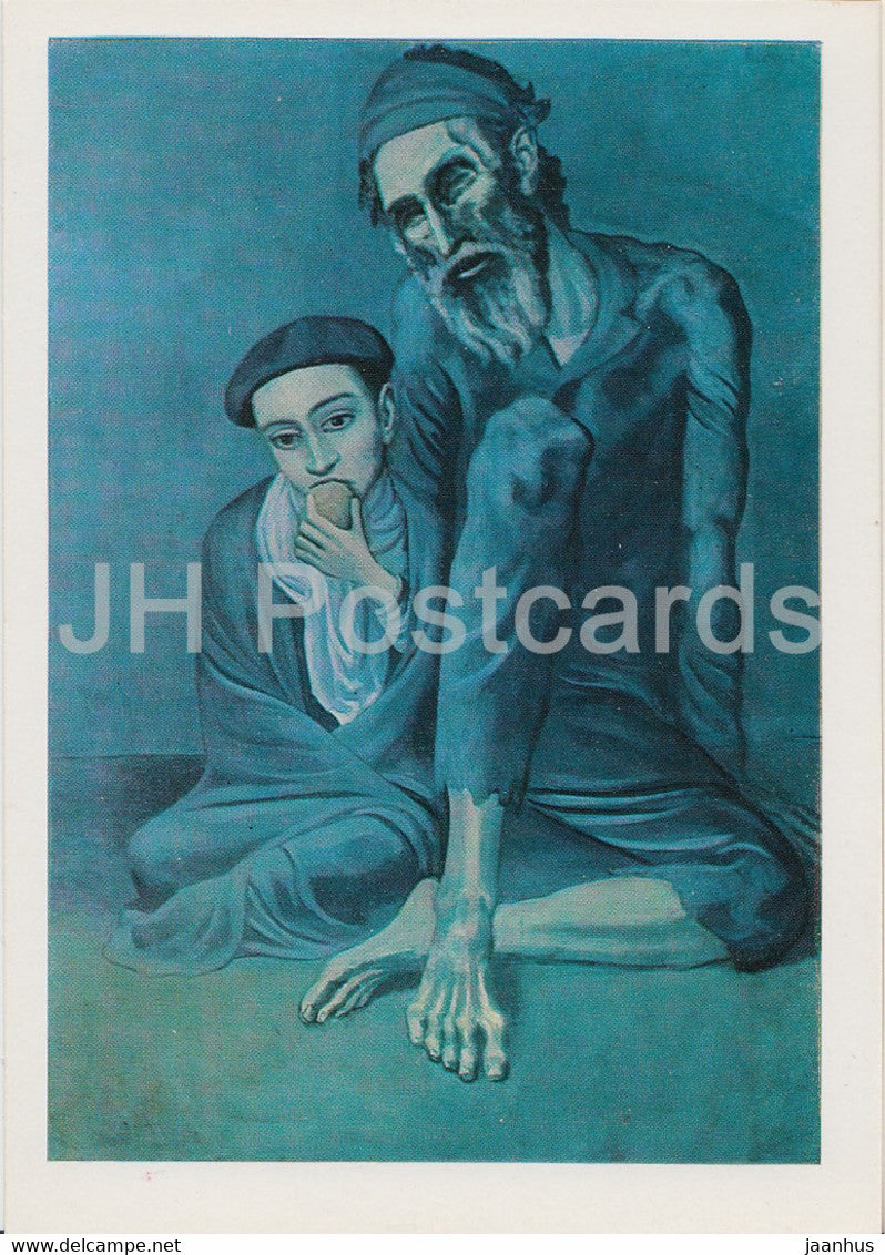 painting by Pablo Picasso - Old beggar with boy - Spanish art - 1982 - Russia USSR - unused - JH Postcards