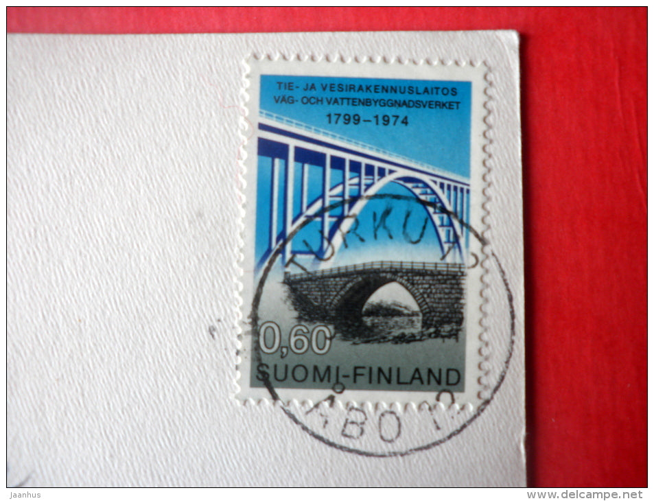 Christmas Greeting Card - Winter view - lake - 2769/6 - Finland - sent from Finland Turku to Estonia USSR 1975 - JH Postcards