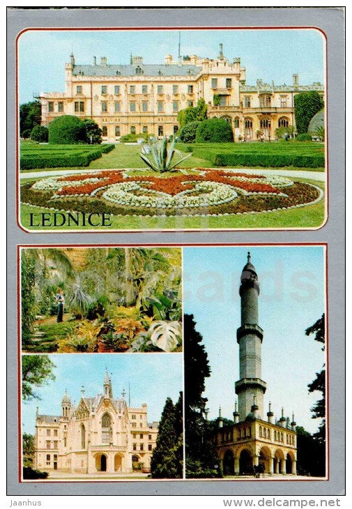 Lednice - castle - minaret - Czechoslovakia - Czech - unused - JH Postcards