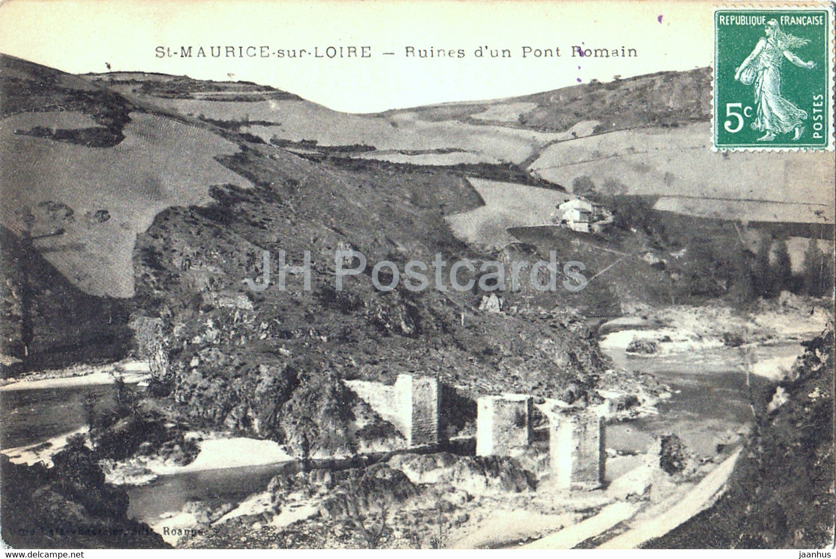 St Maurice sur Loire - Ruines d'un Pont Romain - old postcard - 1916 - France - used - JH Postcards