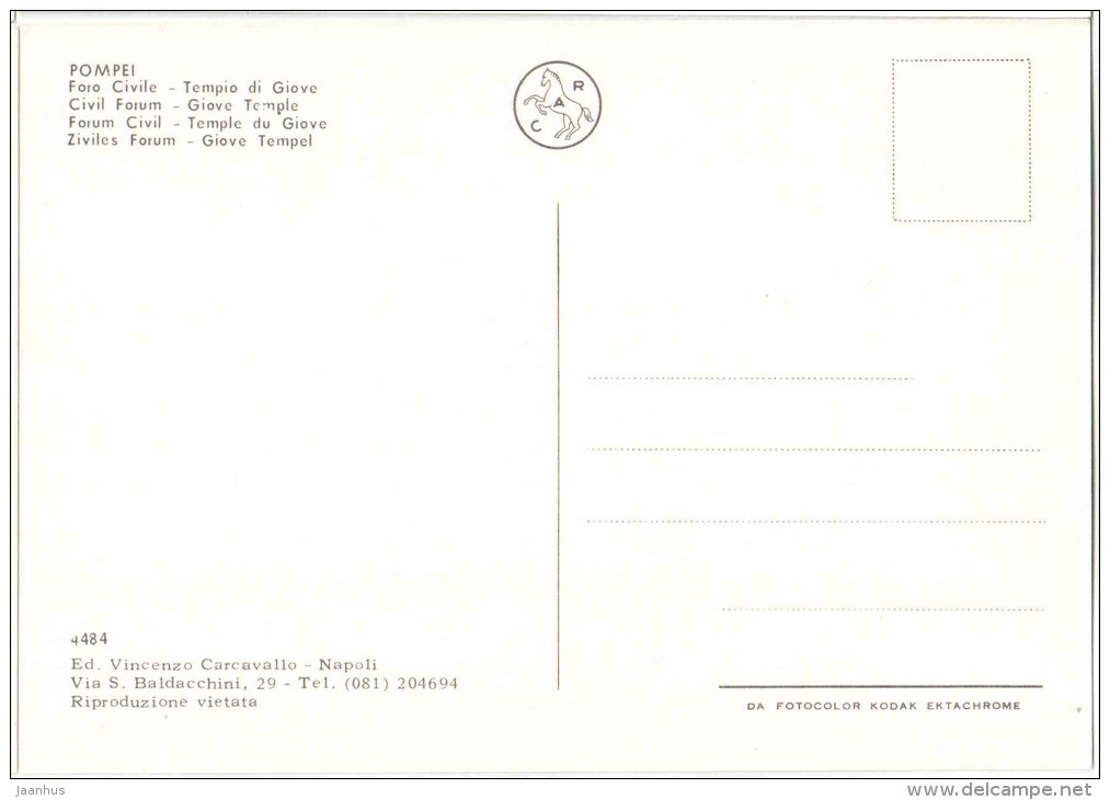 Foro Civile , Tempio di Giove - Civil Forum , Giove Temple - ruins - Pompei - Campania - 4484 - Italia - Italy - unused - JH Postcards