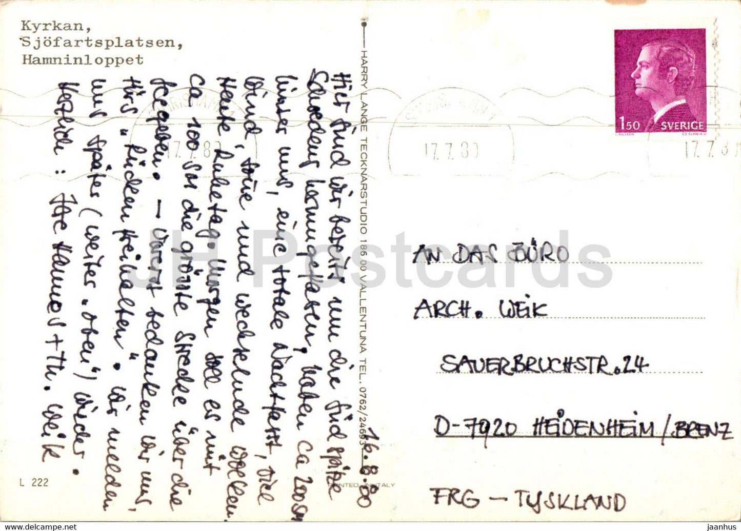 Simrishamn - kyrkan - Sjofartsplatsen - Hamninloppet - church - 1980 - Sweden - used