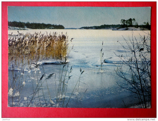 Christmas Greeting Card - Winter view - lake - 2769/6 - Finland - sent from Finland Turku to Estonia USSR 1975 - JH Postcards