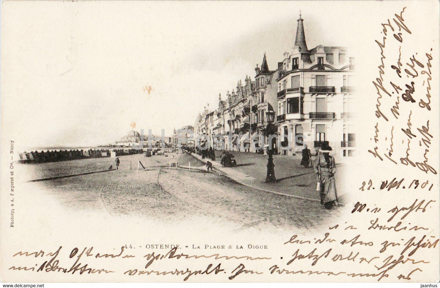 Ostende - Oostende - La Plage & La Digue - 44 - old postcard - 1901 - Belgium - used - JH Postcards