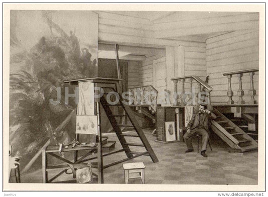 in winter workshop - painter Ilya Repin Memorial Home "Penates" - Penaty - 1963 - Russia USSR - unused - JH Postcards