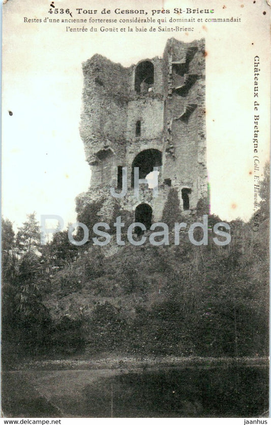 Tour de Cesson pres St Brieuc - restes d'une forteresse - 4536 - old postcard - 1914 - France - used - JH Postcards