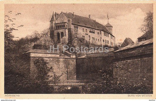 Nurnberg - Burg von Westen - castle - old postcard - Germany - unused - JH Postcards
