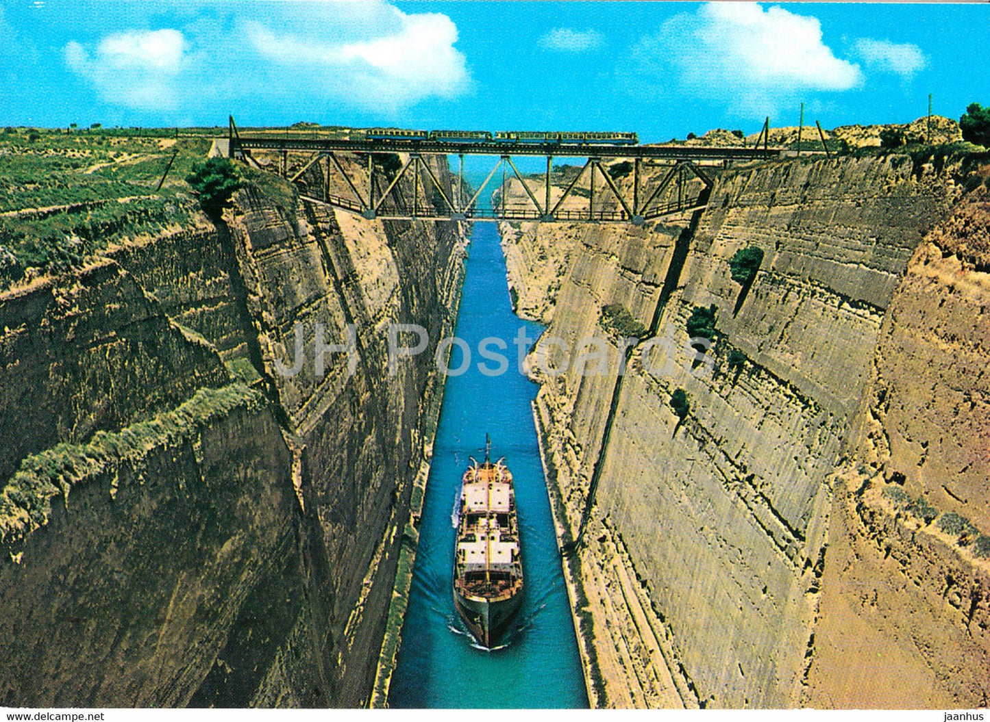 Corinth - The Canal - ship - Greece - used - JH Postcards