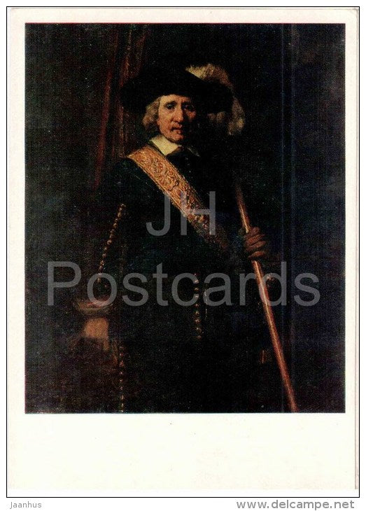 painting by Rembrandt - Portrait of Floris Soop - dutch art  - unused - JH Postcards