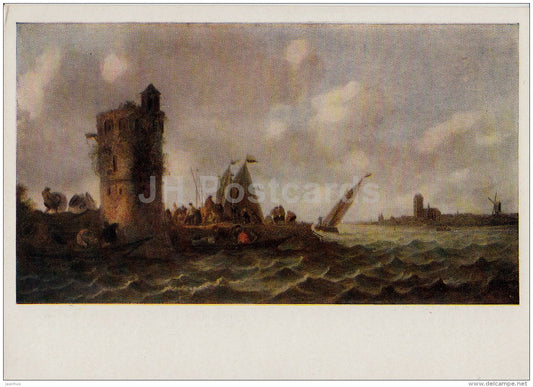 painting  by Jan van Goyen - River Maas near Dordrecht , 1643 - Dutch art - 1960 - Russia USSR - unused - JH Postcards
