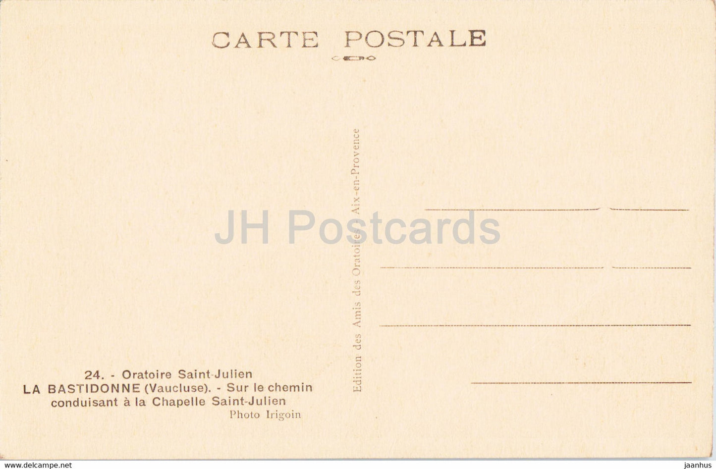 Oratoire Saint Julien - La Bastidonne - Sur le chemin - 24 - old postcard - France - unused