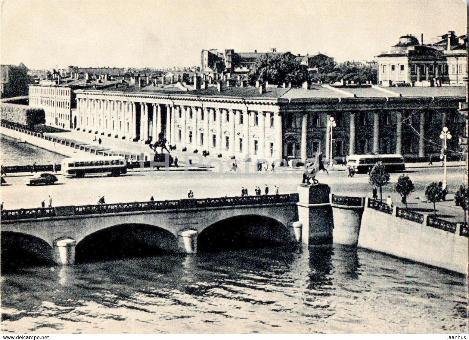 Leningrad - St Petersburg - Anichkov bridge - Palace of Pioneers - old postcard - 1957 - Russia USSR - unused - JH Postcards