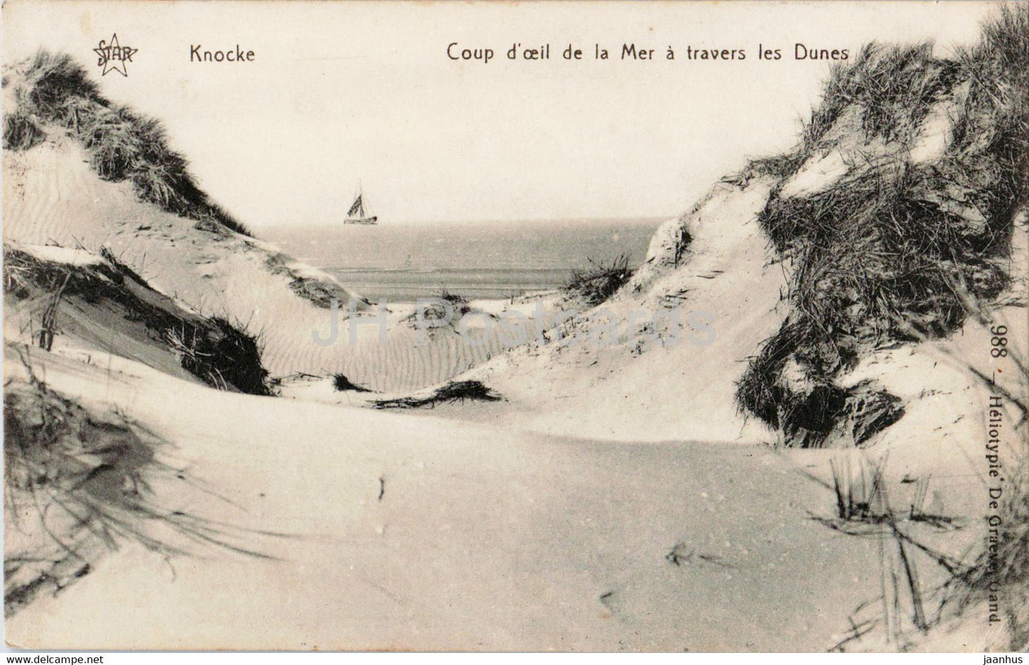 Knocke - Knokke - Coup d oeil de la Mer a travers les Dunes - 988 - old postcard - 1920 - Belgium - used - JH Postcards