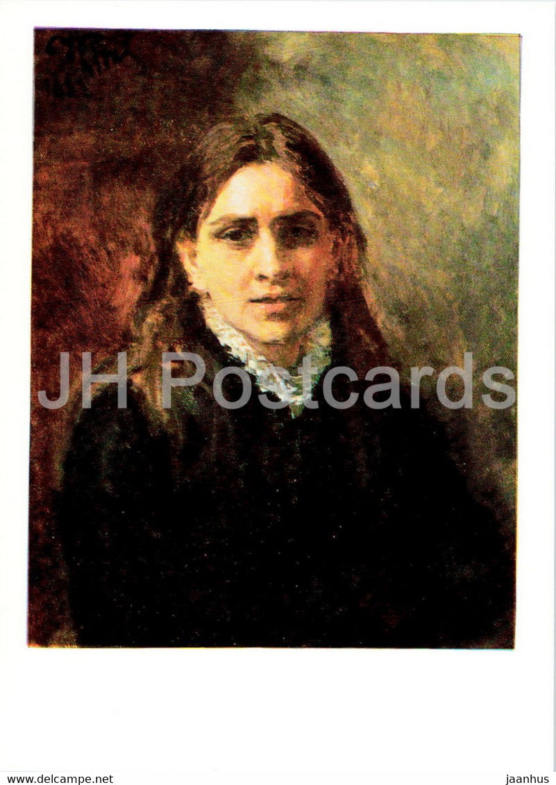 painting by Ilya Repin - Portrait of the Actress Pelagey Strepetova - Russian art - 1985 - Russia USSR - unused - JH Postcards
