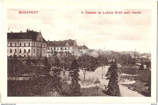 Budapest - A Csaszar es Lukacs furdo park reszlet - 15539 - old postcard - Hungary - unused - JH Postcards