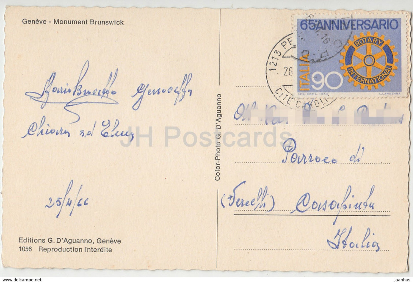 Geneve - Geneva - monument Brunswick - 1056 - Switzerland - 1974 - used