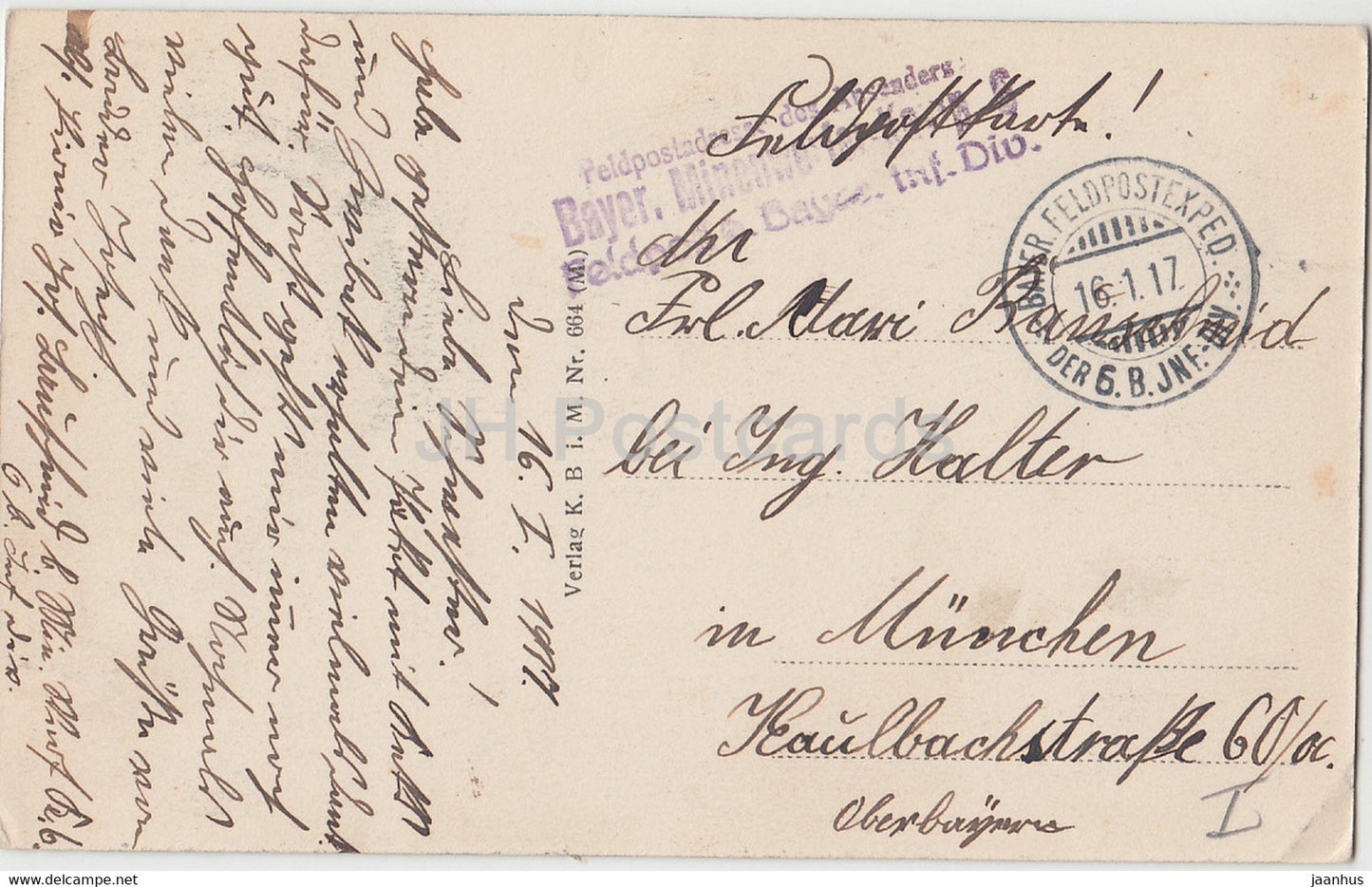 Kirche v Belloy - Bayer Minenwerfer Korp - Feldpost - old postcard - 1917 - France - used