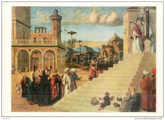 painting by Giovanni Battista Cima da Conegliano - Introduction of Mary in the Temple - italian art  - unused - JH Postcards